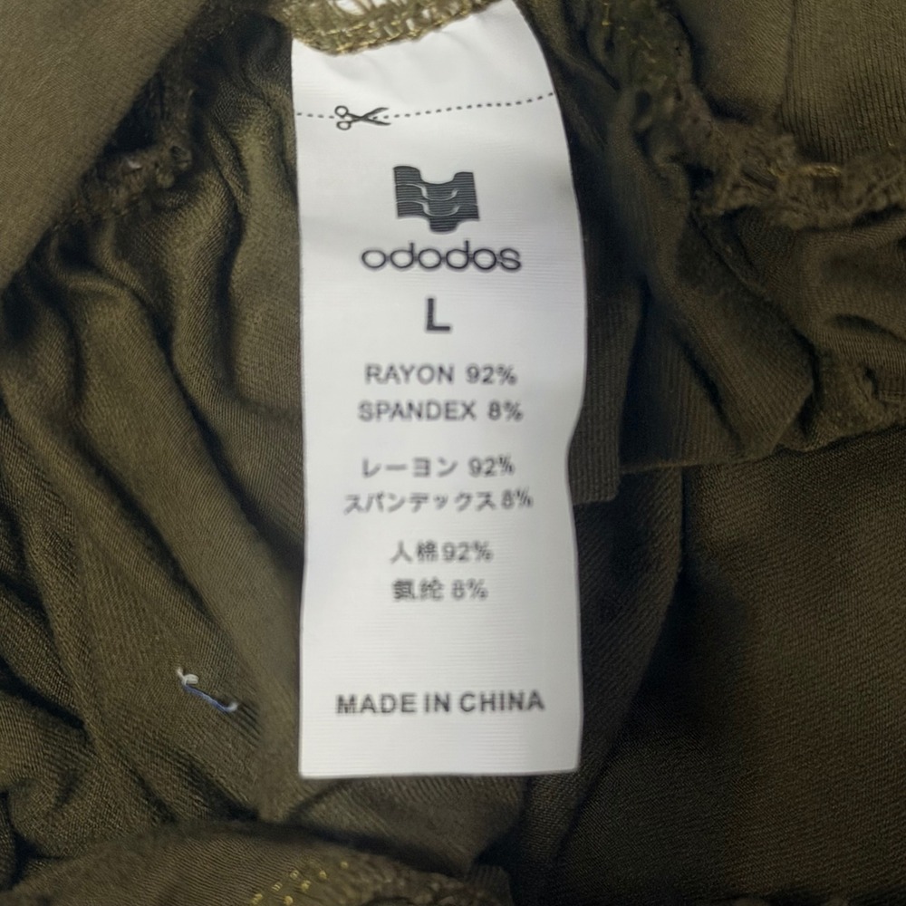 Minimalist Wide Leg Yoga Pants L Olive High Waist Lounge Comfort Athleisure Vibe - Picture 3 of 6